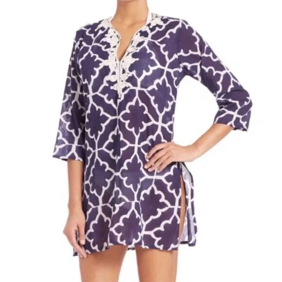 Roberta Roller Rabbit Meena Kurta Monaco Pool Cottontunic - Picture 1 of 9
